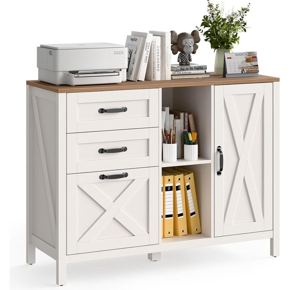 File Cabinet Lateral - خزانة ملفات جانبية بيضاء بثلاثة أدراج