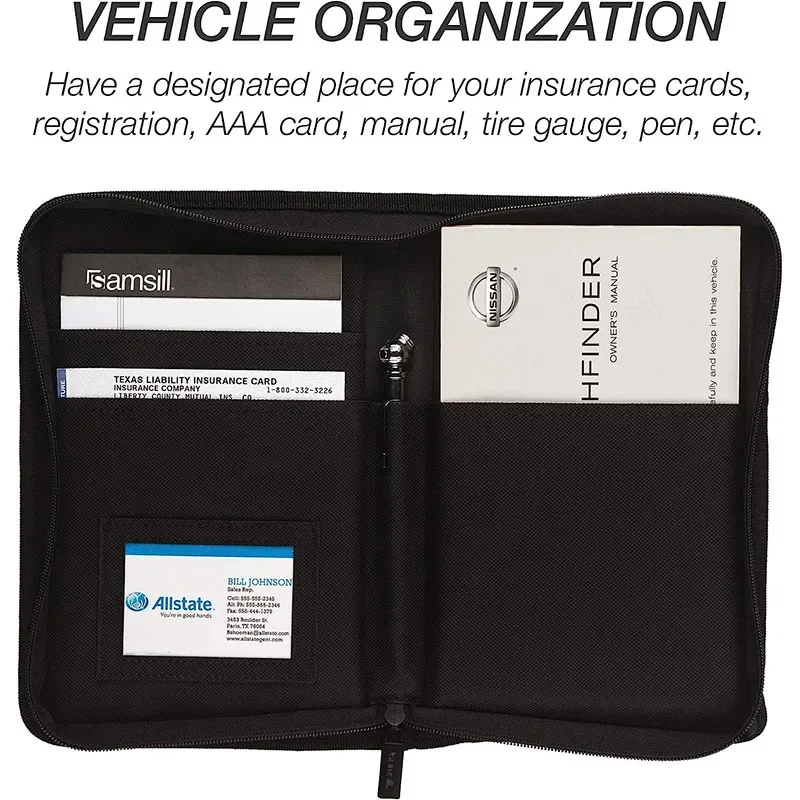 Binder Storage Box - حامل تأمين تسجيل السيارة من النايلون،