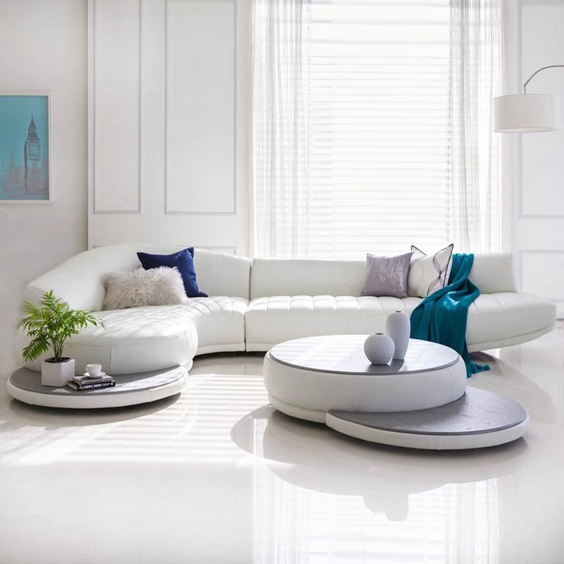 Office Furniture First - أريكة جلدية إيطالية فاخرة لغرفة المعيشة،