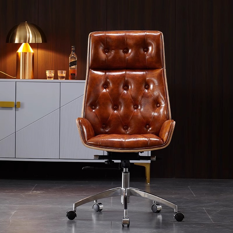 Office Furniture First - كرسي مكتب مريح من جلد البقر