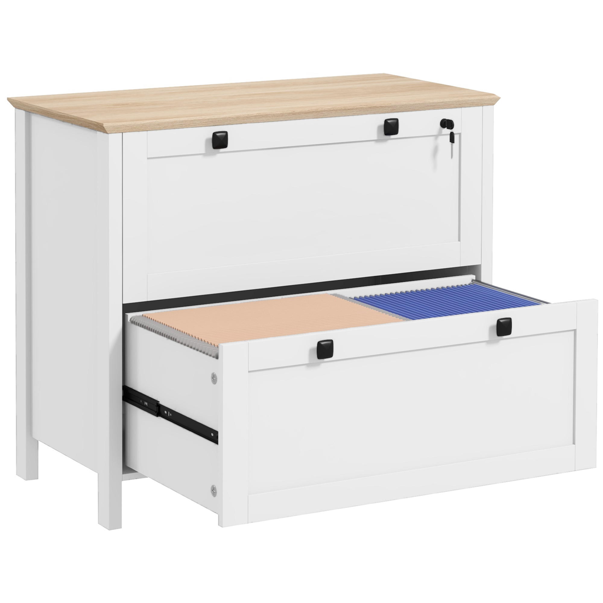 File Cabinet Lateral - خزانة ملفات بدرجين مع قفل، خزانة