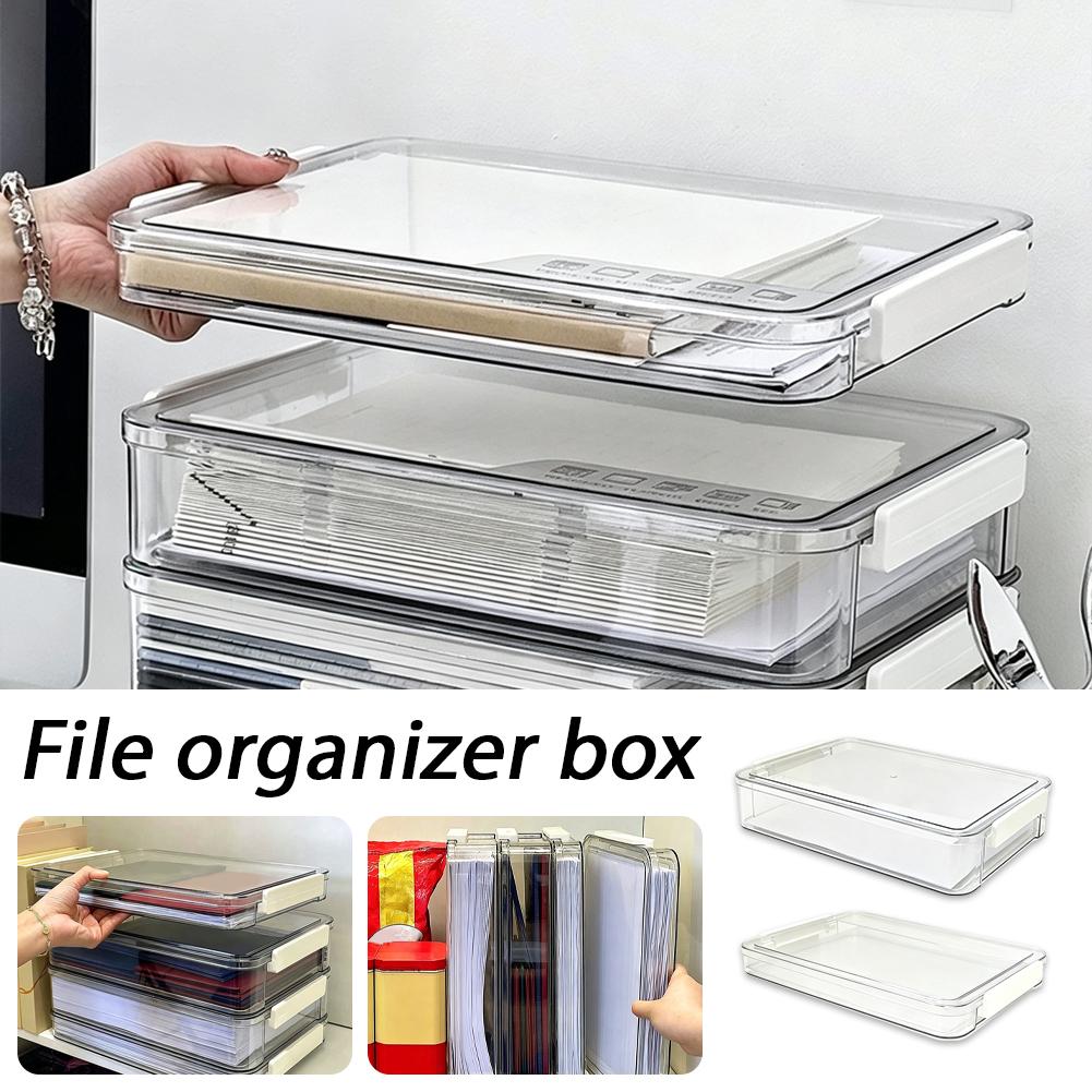 Binder Storage Box - صندوق منظم ملفات شفاف مقاس A4،