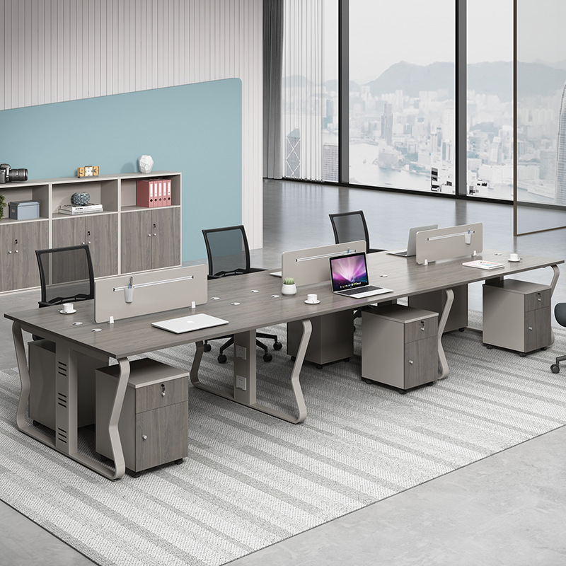 Office Furniture Manufacturers - مجموعة مكتب وكرسي للموظفين بتصميم بسيط