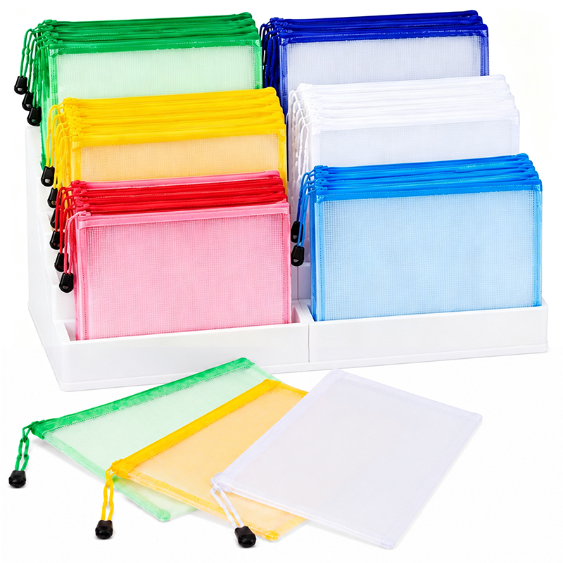 5/20 قطعة حقائب شبكية بسحاب A4 - مراجعة Binder Storage Box وسعره